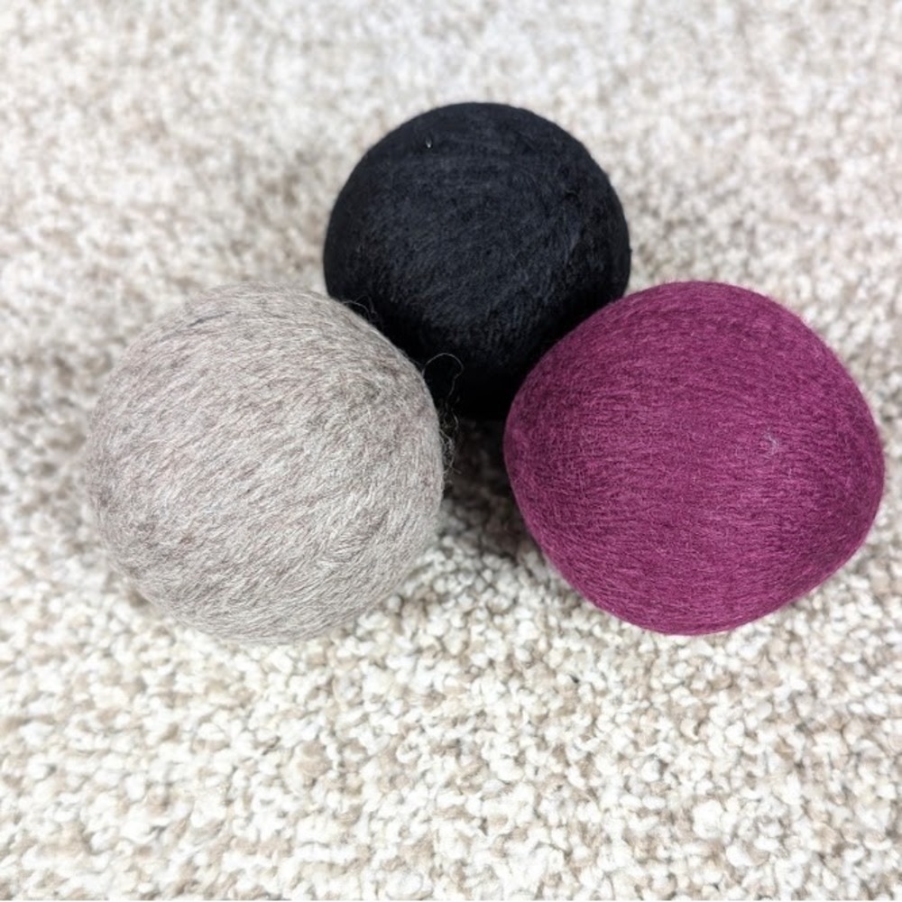 Felt Dryer Balls Wool Laundry Balls‎ Set of 3 Natural Fabric Softener Reusable
